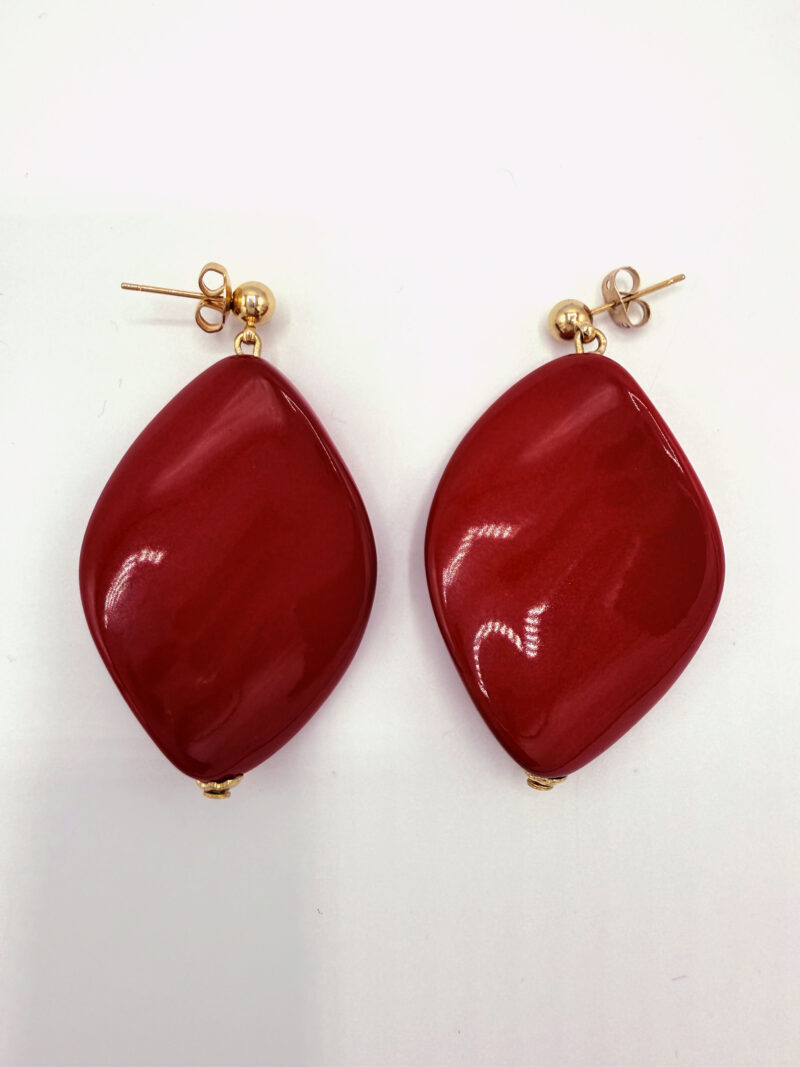 Orecchini a petalo laccati rosso effetto ceramica