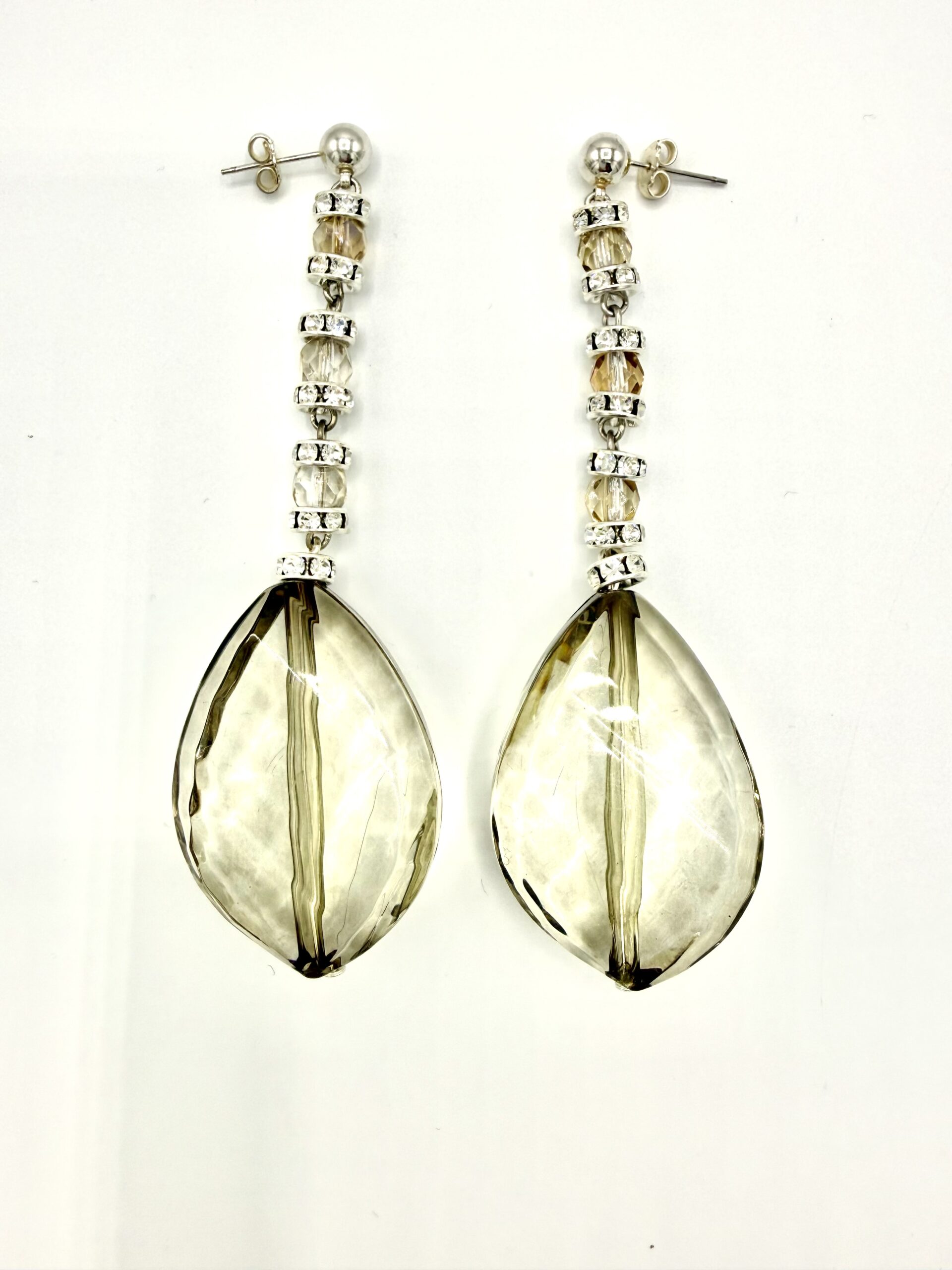 Orecchini a goccia con strass e cristalli